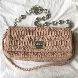 Miu Miu Iconic Crystal Leather Bag in Cameo Biege